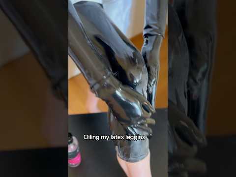 Oiling my latex leggins is so satisfying #nurse #latexleggings