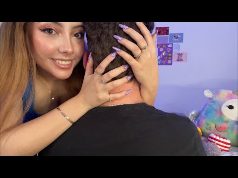 ASMR Head scratching & hair brushing personal attention on my boyfriend 💗 | Minimal whispering