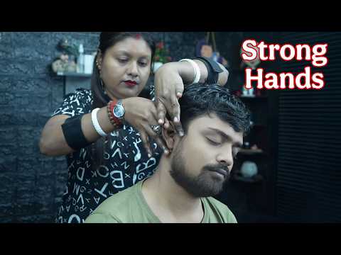 Sculp Scratching & Rhythmic Temple Pressure ASMR For Deep Sleep Induction #ladybarber #headmassage