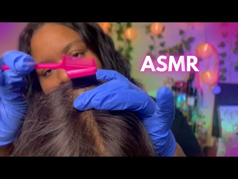 ASMR - 💤💆🏽‍♀️🧤BRAIN & SCALP TINGLES WITH GLOVES  (SCRATCHING & MASSAGING BALD SPOT) TINGLY