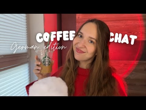 ASMR Coffee Chit-Chat in German 🇩🇪 Christmas Edition 🎁 (Iced Coffee Sounds, Fluffy Mic, Whispering)