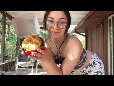 ASMR Eating Chic-fil-A On My Back Porch 