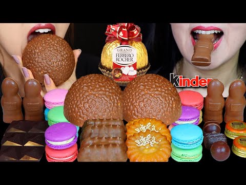 ASMR GIANT FERRERO ROCHER, KINDER CHOCOLATE, RAINBOW MACARONS, CHOCO CARAMEL MARSHMALLOW, YAKGWA 먹방