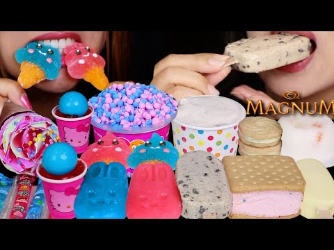 ASMR COTTON CANDY JELLY POPS, HELLO KITTY PLANET GUMMY, SPRINKLE ICE CREAM CONE, MAGNUM ICE CREAM 먹방