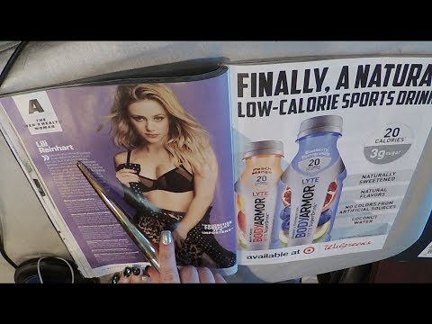 ASMR Gum Chewing Magazine Flip Through with Brush. Men's Health.