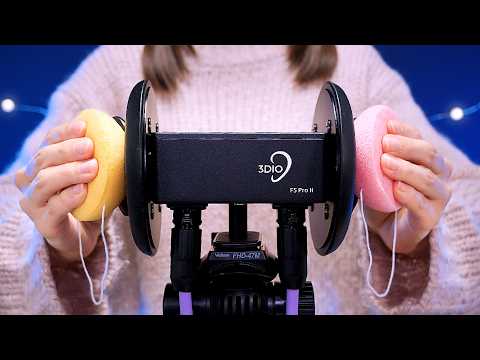 ASMR すぐ眠れる😴とろけるこんにゃくパフ耳マッサージ👂囁き声 / 3Dio