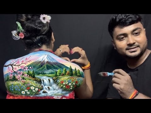 ASMR | My Husband Doing My Beautiful Back Painting | 🎨😍
