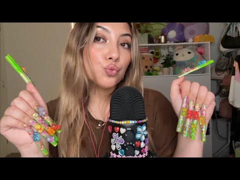 ASMR Repeating my intro & EXTRA LONG nail on nail tapping / nail clacking 🍀✨💖 | Whispered