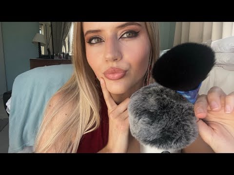 ASMR🤍mic brushing with relaxing mouth sounds💋