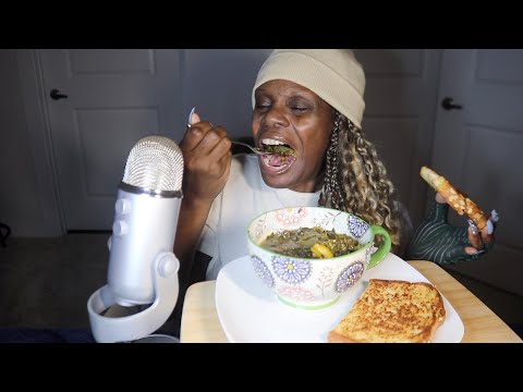 Glory Seasoned Collard Greens ASMR Eating Sounds