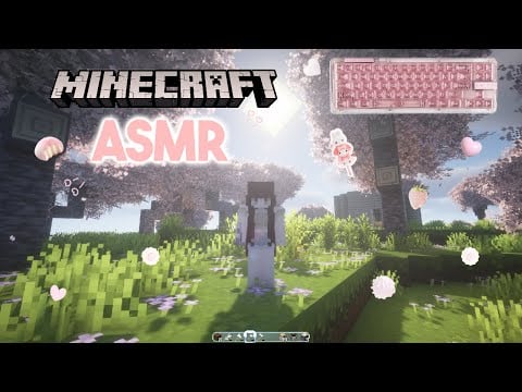 minecraft realm asmr - base building/mining (gum chewing, keyboard & mouse sounds)