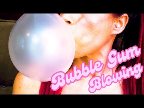 ASMR CLOSEUP BUBBLE GUM BLOWING no talking