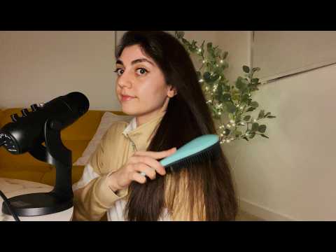 ASMR brushing long straight hair :)