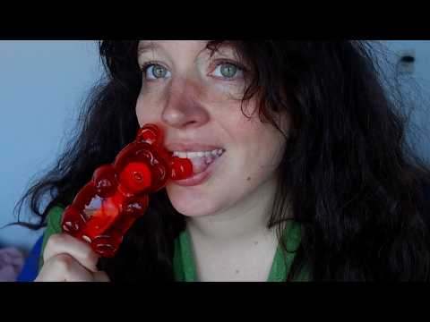 ASMR eating a big GUMMY BEAR (Sticky Chewy EATING SOUNDS, no talking)