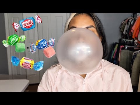 ASMR Chewing Four Different Types Of Bubblegum , Relaxing Chewing Sounds