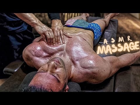 ASMR Fitness Bodybuilder Massage / Back & Neck & Deep Detailed Chest Massage