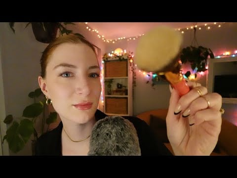 ASMR 🌧️ Rainy Affirmations for Self Love 💕 Face Brushing & Visual Triggers