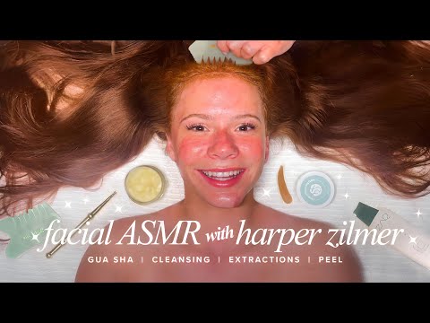 ASMR Facial | Hydrafacial | Black Jelly Mask | Pink Ice Globes | Harper Zilmer's First Facial