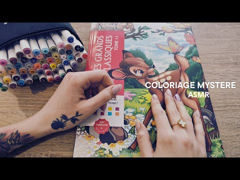 ASMR | COLORIAGE MAGIQUE DISNEY | CHUCHOTEMENT PROCHE DU MICRO (BRUITS FEUTRE | PAGES)