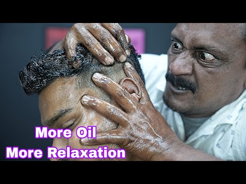 More Oil More Relaxation | ASMR Oily Head Massage By Big Eyes Barber | Neck Crack And Ear Crack ASMR