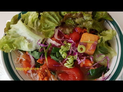 ASMR Eating Vietnamese Bun Rieu (Crab, tomato noodle soup)