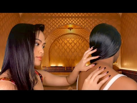 ASMR Real Person Scalp, Arm, Neck, Back Scratching + Massage & Tracing | Scalp Check | Gum Chewing