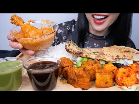 BUTTER CHICKEN + FISH TIKKA + PRAWNS TANDOORI (ASMR EATING SOUNDS) NO TALKING | SAS-ASMR