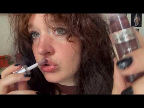 spit painting on your make up with soft whispers and repeating words ASMR (intense mouth sounds)