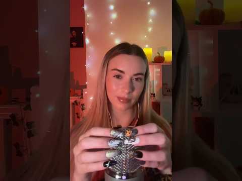 ASMR mic scratching with Halloween nails 🎃🖤 #asmrmicscratching #asmrnails