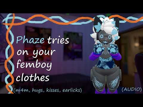 [Furry ASMR] Phaze tries on your femboy clothes [m4m, hugs, kisses, earlicks]