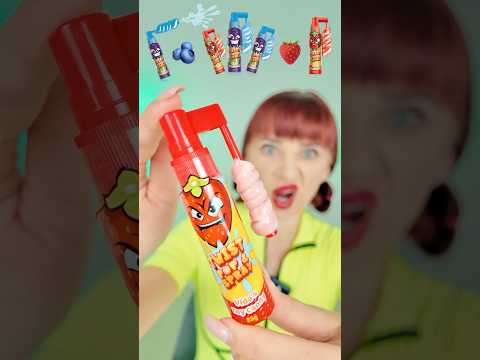 ASMR Red and Blue Spray Lollipop  #mukbang #asmr