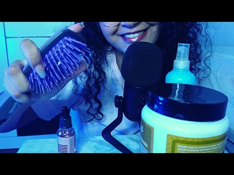 ASMR-Penteando seu cabelo e Finalizando com massagem na raiz ( sons reais)