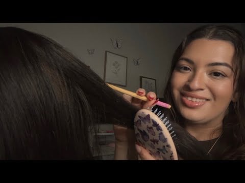 ASMR| Girl in the back of the class plays with your hair- hair brushing & no talking 