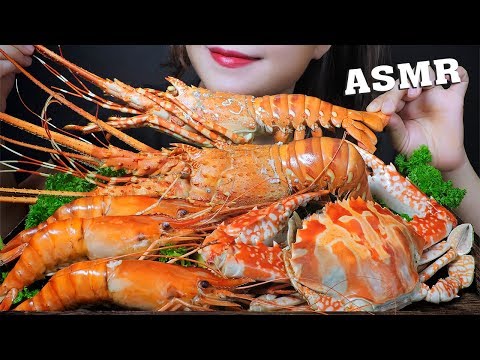 ASMR SEAFOOD BOILED PLATTER (LOBSTER , RED CRAB , FRESHWATER PRAWN) EATING SOUND  | LINH-ASMR