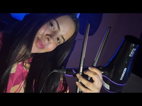 ASMR - AMIGA SUMIDA SECANDO, ESCOVANDO E FAZENDO CHAPINHA NO SEU CABELO