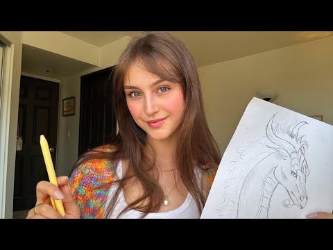 Lofi ASMR ~ Drawing / No Talking (gum chewing, pencil sounds, tongue clicking, sketching)