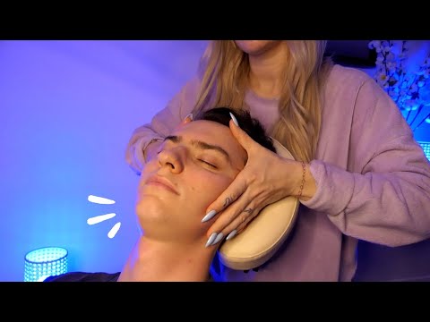 ASMR | soin du visage ultra doux ☁️ sur mon chéri pour s’endormir