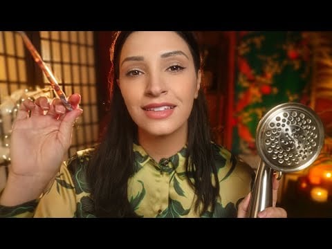 ASMR Scalp Examination, Hair Washing, Head Massage for Sleep