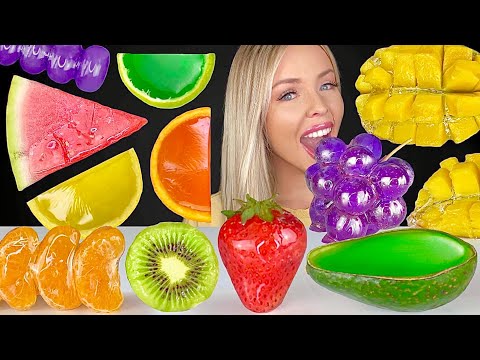 ASMR CANDIED FRUIT, LEMON JELLY, ORANGE SLICE, CANDIED STRAWBERRY MANGO, LIME JELLY SLICE MUKBANG 먹방