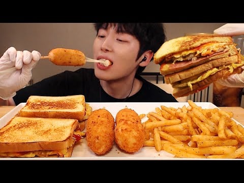 MUKBANG 직접 만든 길거리토스트 & 핫도그,감자튀김 먹방! 레시피 korean street food Hot dog, Toast,French fries [SIO ASMR 시오]