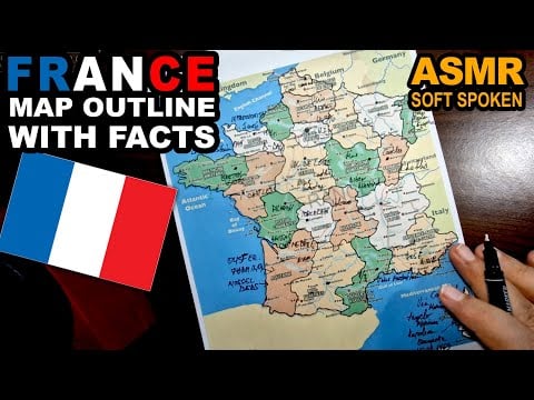 ASMR - Drawing FRANCE map outline and best known facts explained for each region | Soft Spoken