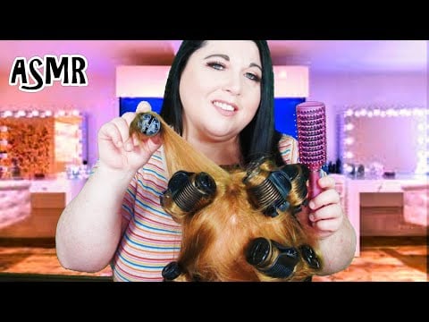 ASMR Hair Salon Roleplay Real Hair (Soft Spoken) (Curlers, Hot Rollers, Hair Brushing, Hair Styling)