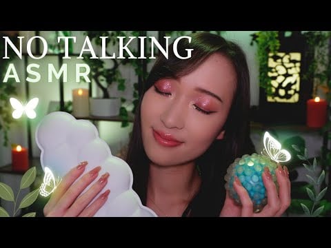 ASMR NO TALKING ☁️ 10 triggers (tapping, sticky, scratching, lid sounds...)