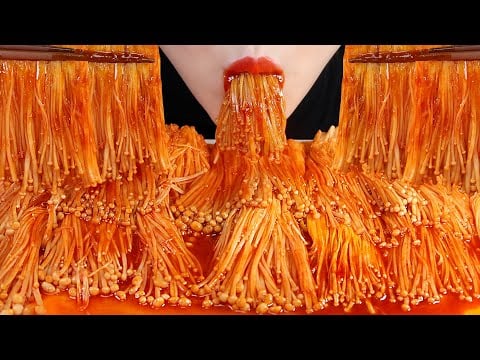 VERY SPICY ENOKI MUSHROOM ASMR BULDAK ENOKI MUSHROOM MUKBANG