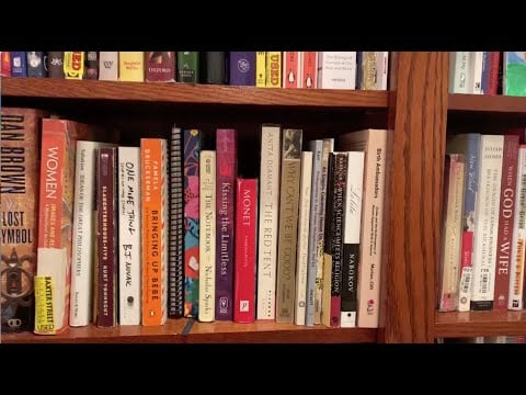 Bookshelf Tour ~ lofi whisper ramble ~ asmr