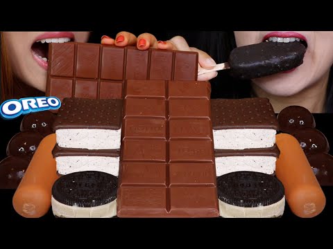 ASMR GIANT CHOCOLATE CARAMEL BAR, FERRERO BALLS & MILK, MINI CHOCOLATE BON BONS, OREO ICE CREAM 먹방
