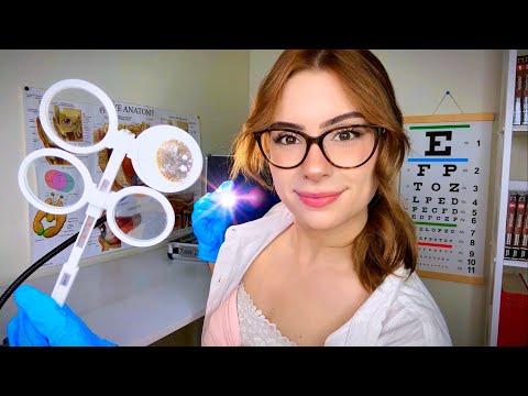 ASMR Relaxing Eye Exam 👓 Light Triggers, Peripheral Vision Tests, Orbital Cranial Nerve Exam ✿