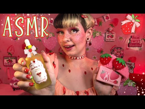 EVERYTHING Strawberry Makeover! 🍓 ASMR Soft Spoken Roleplay for Sleep and Seasonal Vibes