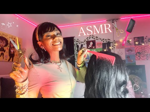 ASMR ~ Hair Play- Brushing/ Combing, Scalp Massaging + Snipping (Minimal Talking)