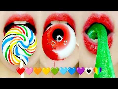 Colorful Rainbow Emoji Food Eating Sounds 알록달록 이모지 먹방 [ASMR MUKBANG]